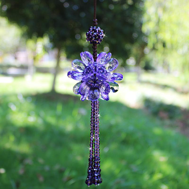 Kryształowa Peonia Pływająca Ozdoba Wysokiej Klasy Kreatywna Ręcznie Tkana Wnętrze Samochodu Zawieszka do Samochodu