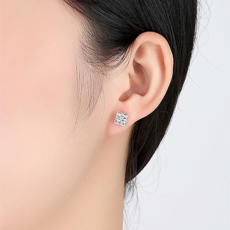 Fashion Flash Diamond Full Diamond Double Row Collar Necklace Stud Earrings Set, Bridal Jewelry Wedding Accessories
