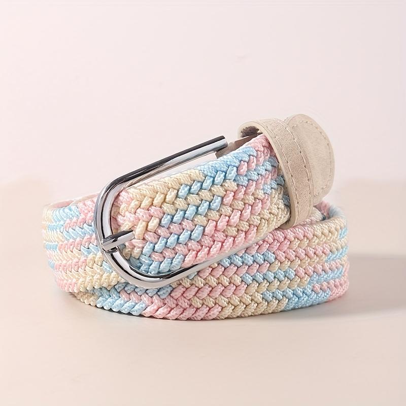 Kein Lochen farbiger Gürtel Damen vielseitiger Jeans Canvas Gürtel gewebt elastisch elastische Dornschließe Studenten fauler Stoffgürtel