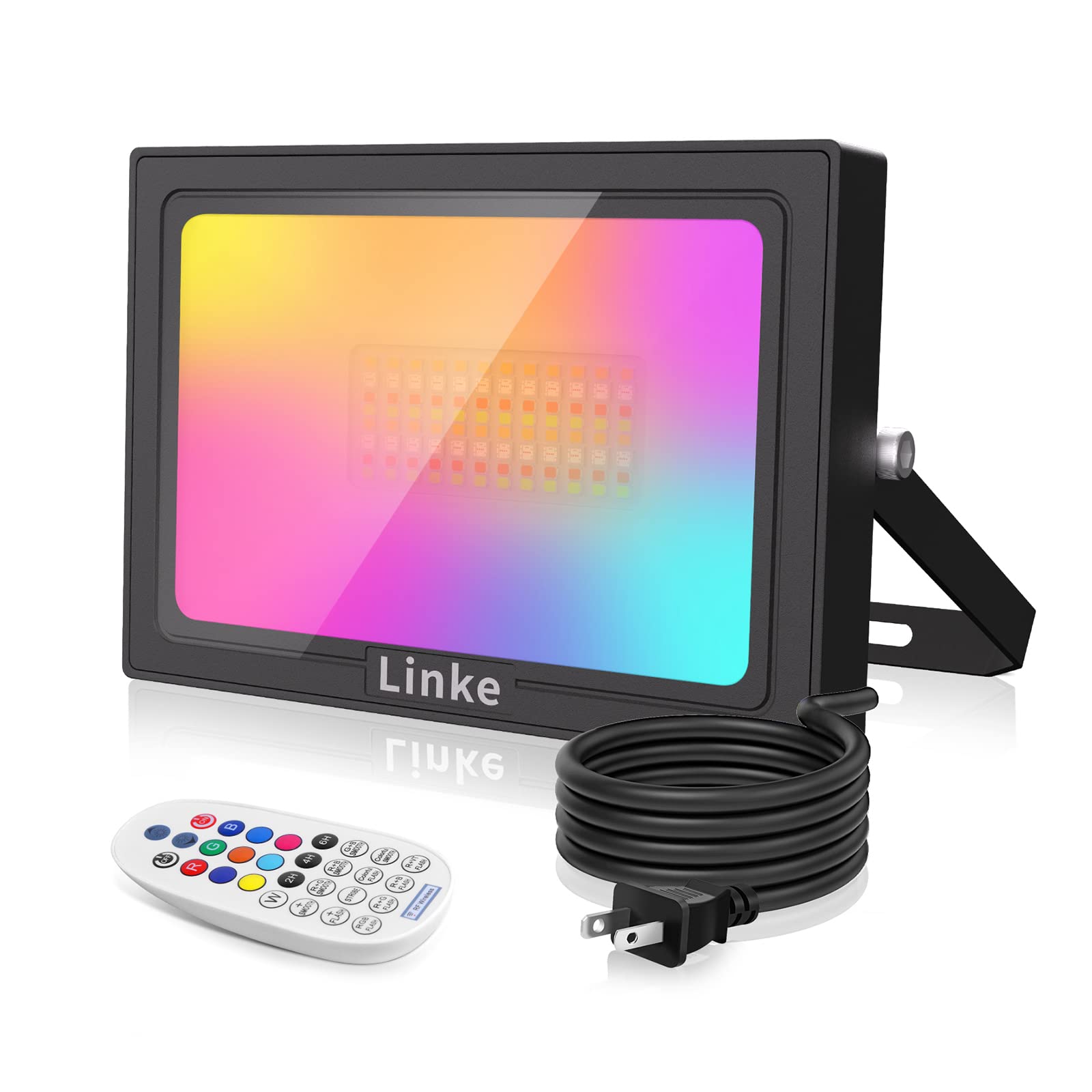 

Linke 35W RGB Light RGB Floodlight Color Light Flood Light Light Up LED 180W Equivalent Bright Energy Saving IP66 Waterproof Remote Control 40