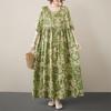 Kurzarm Plus-Size-Baumwolle im Vintage-Stil mit Blumenmuster, neu in Kleidern für Damen, lässiges, lockeres, langes Sommerkleid