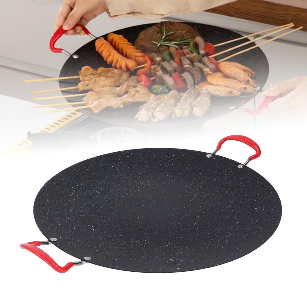 Piastra per Grigliata in Ferro Antiaderente Teppanyaki Padella per Grigliata da Interno/Esterno Cottura su Fornello