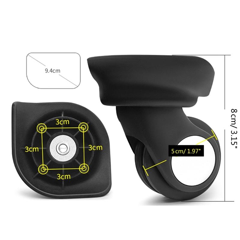 2Pcs Trolley Casters Replacement Heavy Duty Roller Wheel for Luggage Box Suitcase 360 Degree Swivel kit SilentWheel