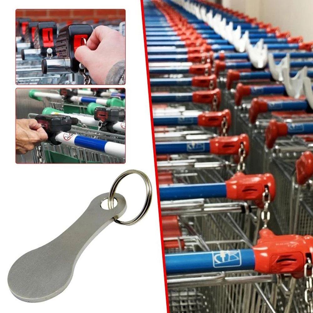 Stainless Steel Decorative Shopping Trolley Token Keychain Coin Holder DIY Shopping Cart Tokens