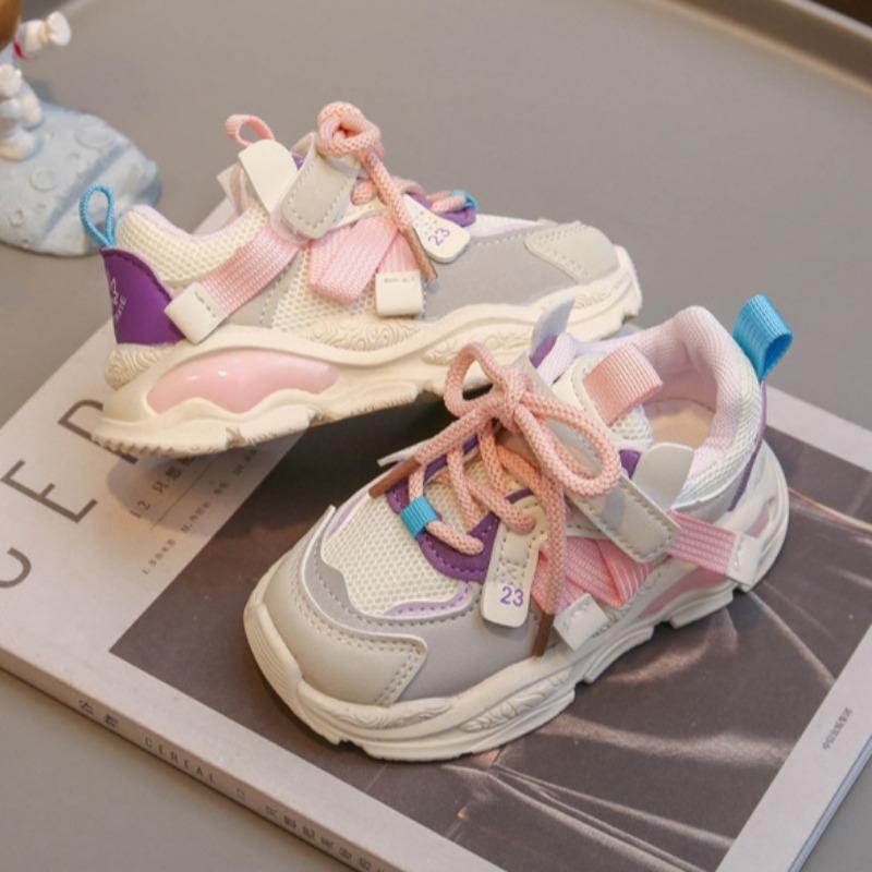 Children's Sports Shoes Trendy Dad Shoes Mesh Breathable Running Shoes Color Matching Soft Sole Casual Shoes