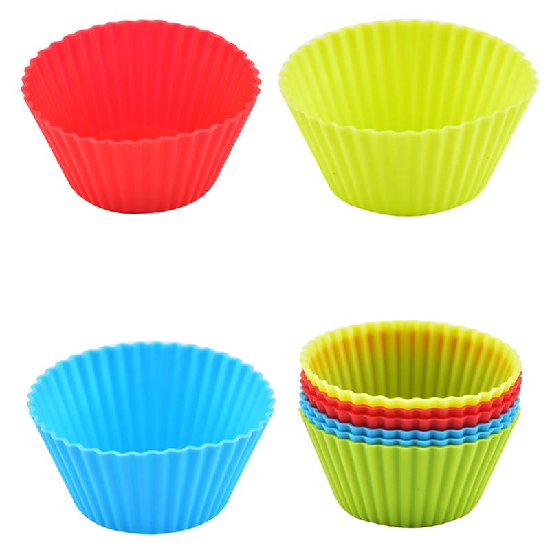 5Pcs Round Silicone Mold Cupcake Muffin Cup Baking Egg Tart Pudding Jelly Cookies Mold Reusable Diy Tool