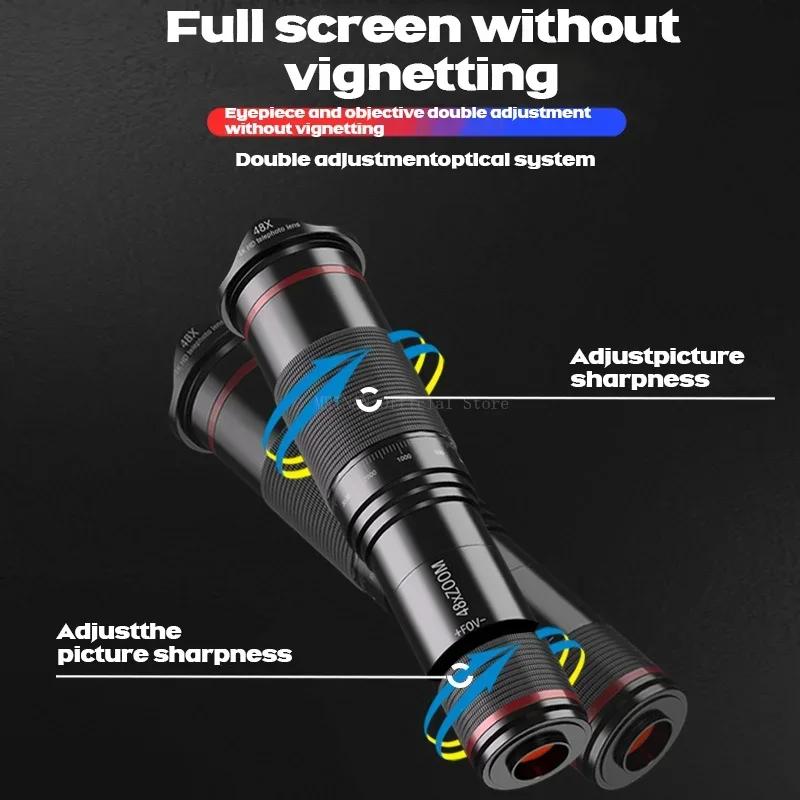 48x Telephoto Zoom Mobile Phone Lens Powerful Monocular Metal Telescope Mobile HD Telephoto Lens With Tripod For Camping