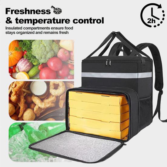 Food Delivery Bag Insulated Backpack Large Capacity Strong Load-bearing Expandable Cooler Bag Reusable Pizza Food Delivery Bag