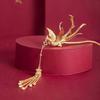 Sweet Rose Hair Forks Chinese Style Bride Flower Side Clips Golden Phoenix Hairpin  Women