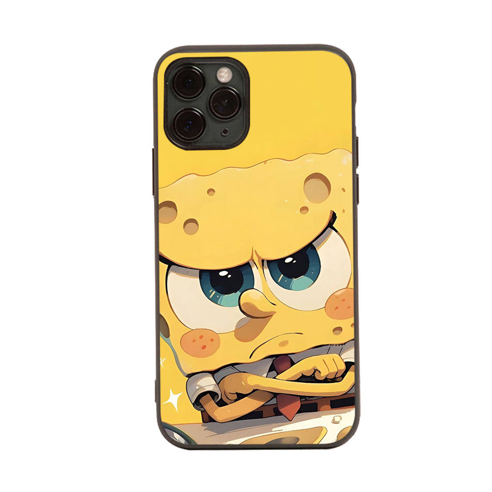 Carcasă pentru iPhone 16 15 Plus 14 13 12 11 Pro 8 7 6S 6 SE 5S X XR XS Max Realme C30 C33 C31 9I Negru Sofe Cover SI40 Drăguț SpongeBob