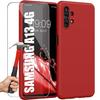 Silicone Case - BOOLING - for Samsung A13 4G - Red - Shockproof - Flexible - with 2 Tempered Glasses