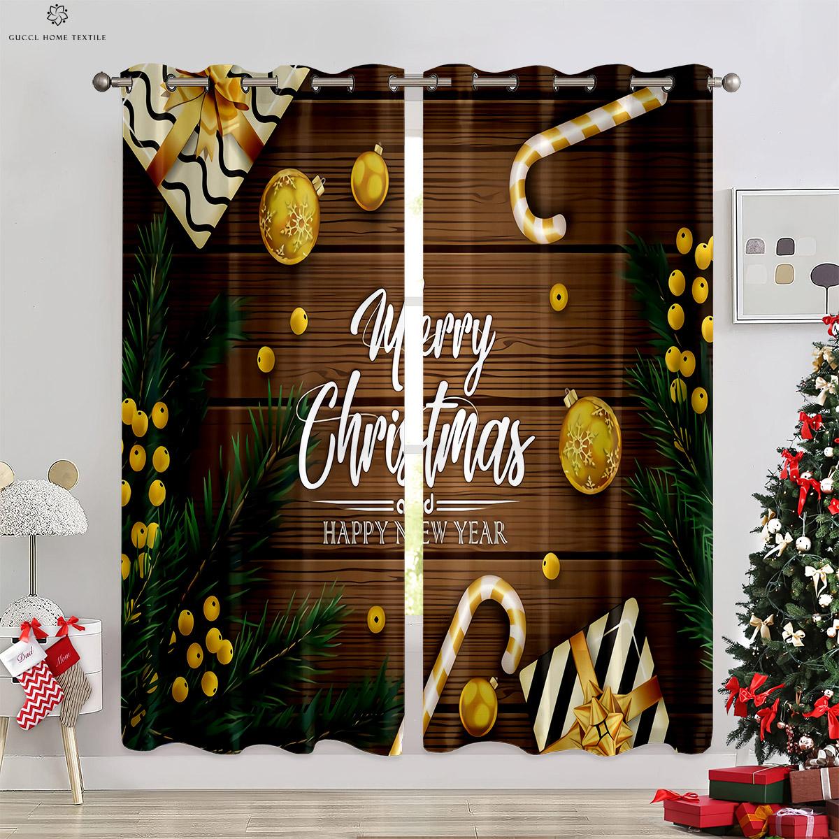 

Красные звезды блестящие рождественские елки каминный принт шторы рождественские спальни столовой вечеринка декоративные шторы 2 шт. W50xH130(CM)x2PCS&Grommet Top