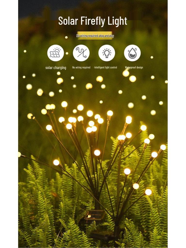 Solar Firefly Garden Lights: LED Courtyard Decor for Festive Ambiance.