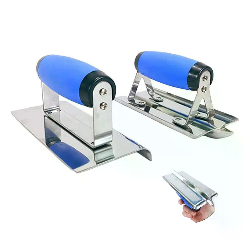 1Pcs Rubber Handle Plastering Trowel Concrete Trowel Drywall Tools Stainless Steel Corner Shaping Trowels Corner Tool