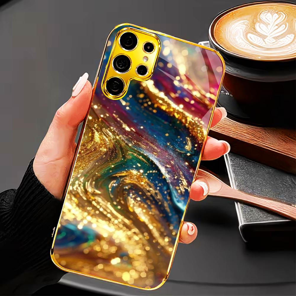 New Model Atmosphere Simplicity High-end Electroplating Glass PhoneCase for Samsung Galaxy S26 S25 S24 S23 S22 S21 FE,Ultra,Plus