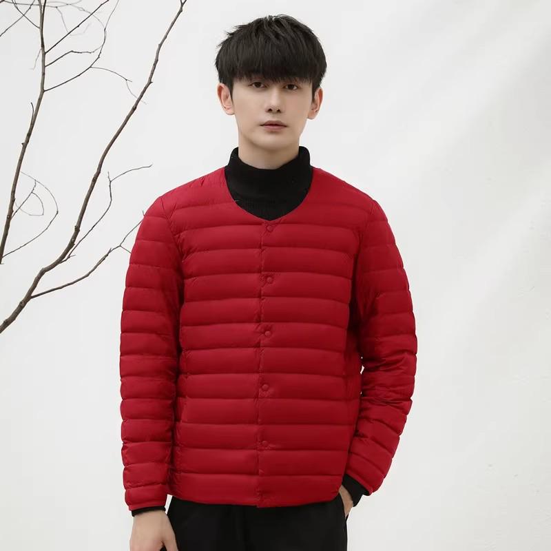 Men's 2024 Lightweight 90% Down V-Neck Jacket – Warm Inner Layer, Plus Size, Thin Outerwear