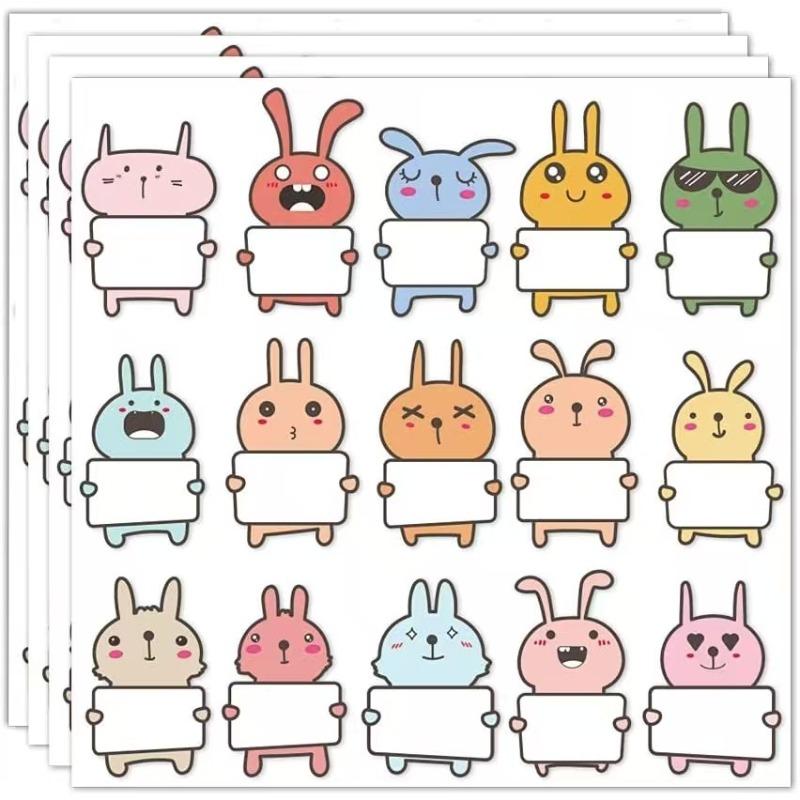 75Pcs Personalized Design of Children s Name Tags Rabbit Name Tags Stickers Classroom Water Bottles Lunch Boxes Notes