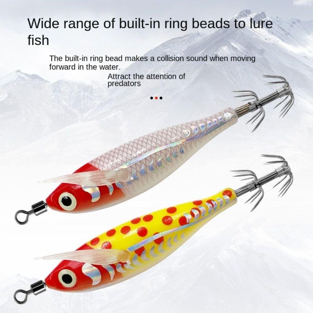 Wood Shrimp Design Mini Fishing Lure 5.3g Weight Noctilucent Squid Jigs  Squid Fishing