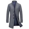 Autumn and Winter Men's Woolen Coat Fashion Monk Collar Woolen Trench Coat Men's Cotton Thickened Woolen Coat