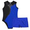 Children's Girls Sleeveless Leotard Dance Gymnastics Training Dancewear with Shorts