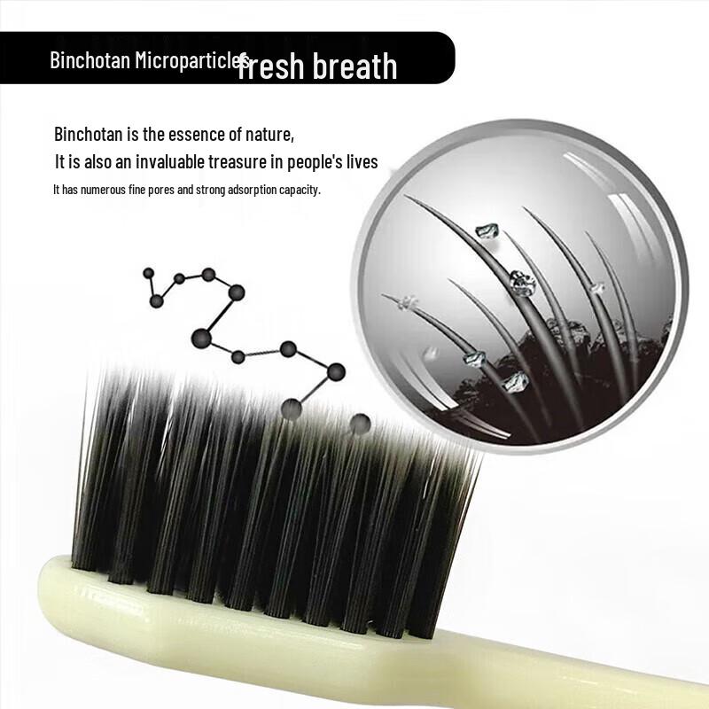 Saky Wide Head Charcoal Soft Bristle Toothbrush 4-Pack