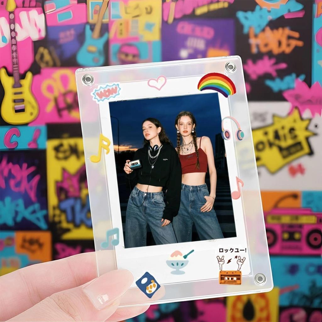 Fotorahmen-Aufkleber für Fujifilm Instax Mini Sofortbildkamera Film Niedliche DIY Cartoon-Aufkleber Perfekt für Scrapbook und Fotorahmen Dekoration Set von 4