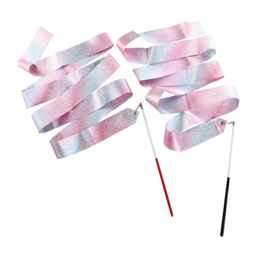 2M Rainbow Stick Flashing Star Kids Toys Gym Ribbons Twirling Rod Dance Ribbon Ballet Streamer