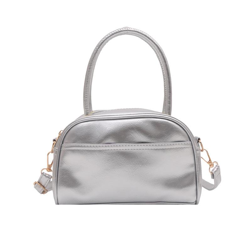 

Bag Women 2025 New Trendy Korean Version Simple Casual Portable Shoulder Bag Commuter Pillow Foreign Style Crossbody Small Square Bag серебряный