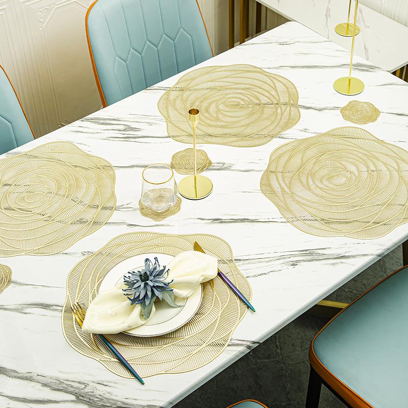 Hollow Rose PVC Non-slip Table Mat Cup Mat Restaurant Hotel Decoration Plate Mat