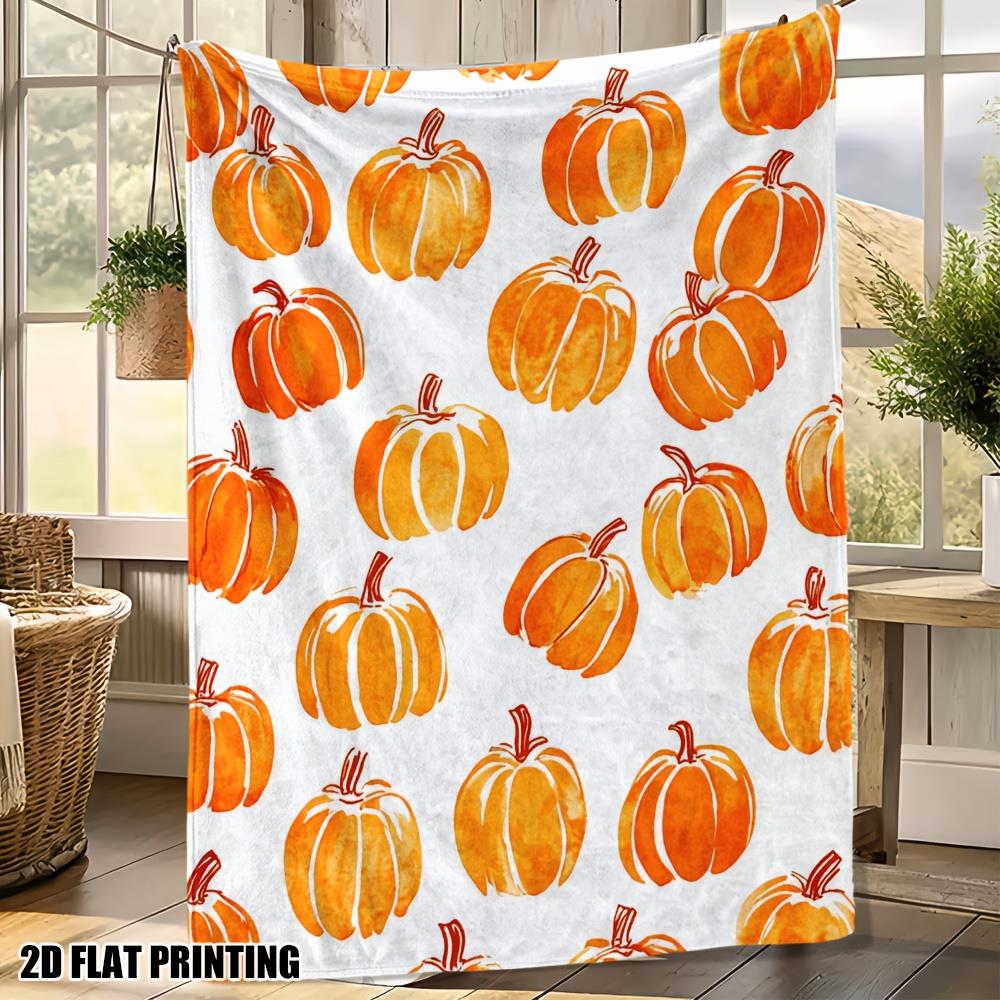 Pumpkin Pattern Throw Blanket Fall Harvest Design for Cozy Living Room Decor AutumnHomeStyle Gift for Her 75X95CM