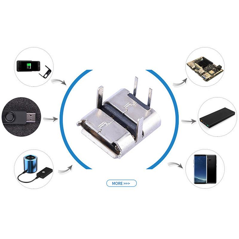 10X Micro Usb 2Pin 90 Degrees B Type Female Connector For Mobile Phone Connector