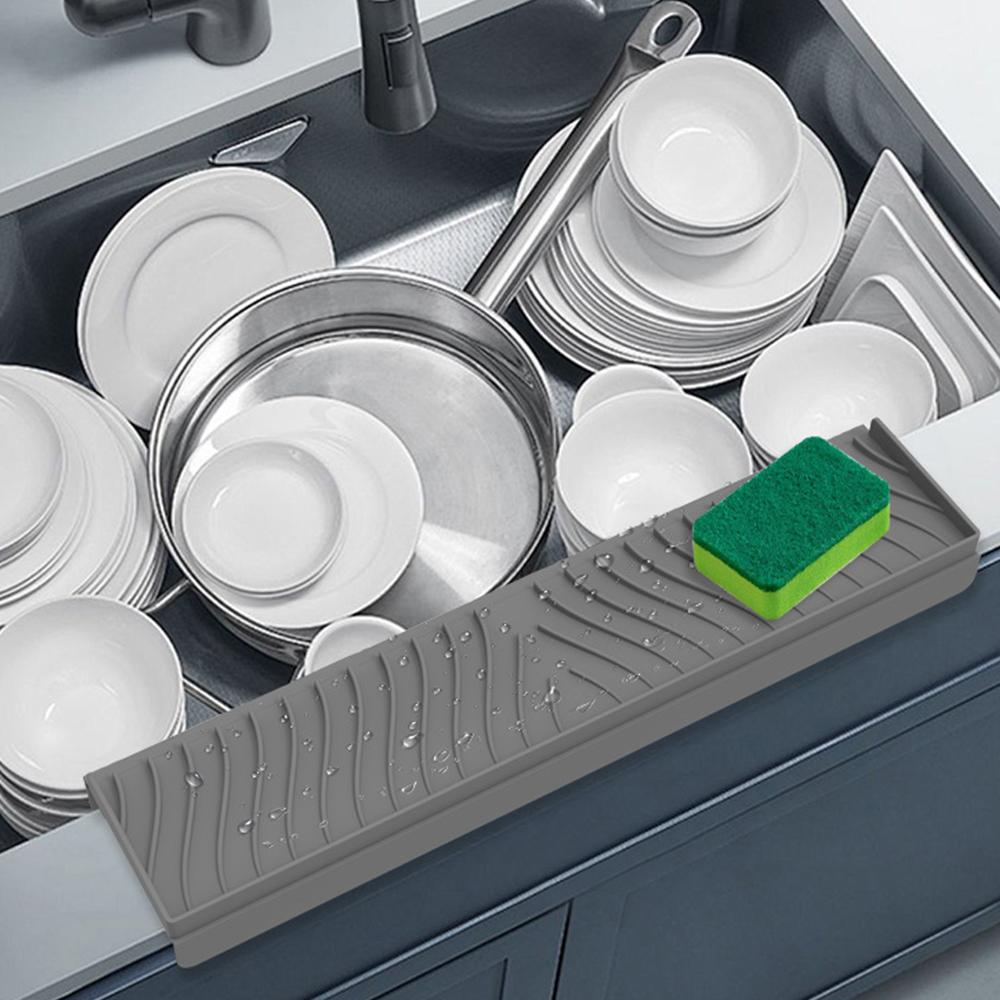 Durable Silicone Sink Splash Guard Can Be Cropped Foldable Faucet Splash Pad Sucker Non-Slip Water Retaining Pad Bathroom