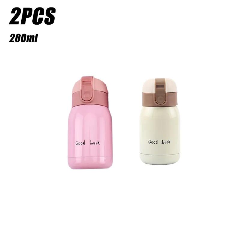 1-2PCS New Design Small Mini Pop-up Lid Portable Double Wall Insulated Stainless Steel Water Bottle For Kids