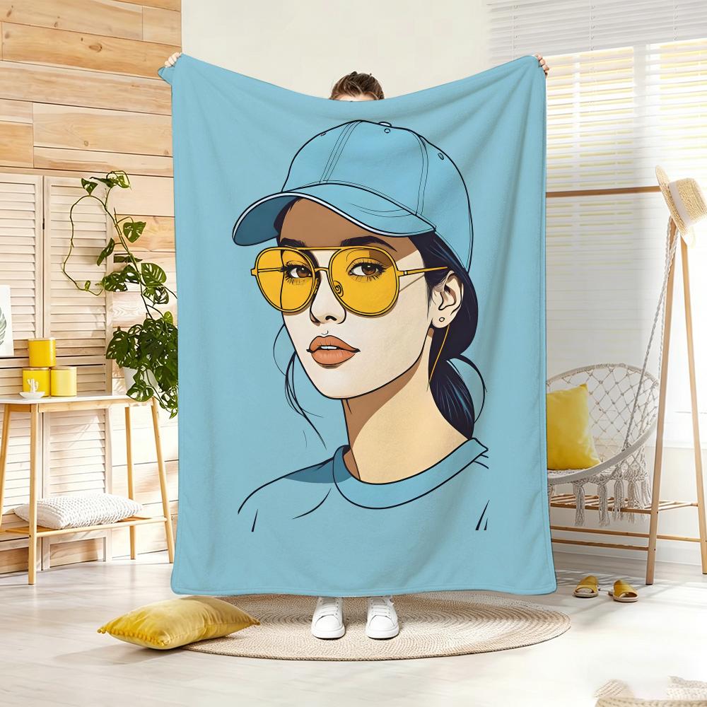 Artistic Pattern G-Girl in sunglasses Throw Soft Warm Throw Blanket for Bedroom Living Room Bed Travel Camping Picnic Gift
