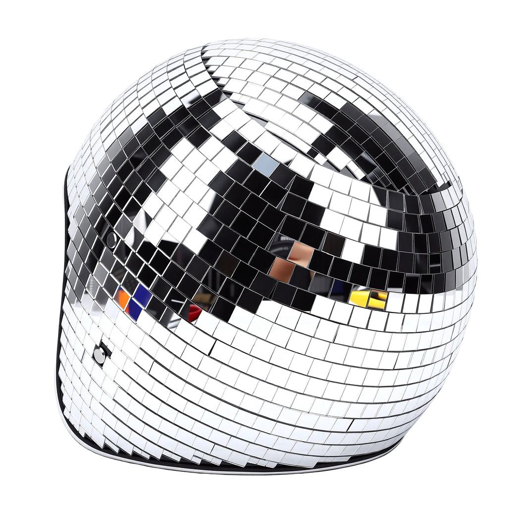 Casco de Disco con Visera Retráctil ABS Vidrio Reflectante Casco de Disfraz Punk para Fiesta de Bar Club Actuación en Escenario
