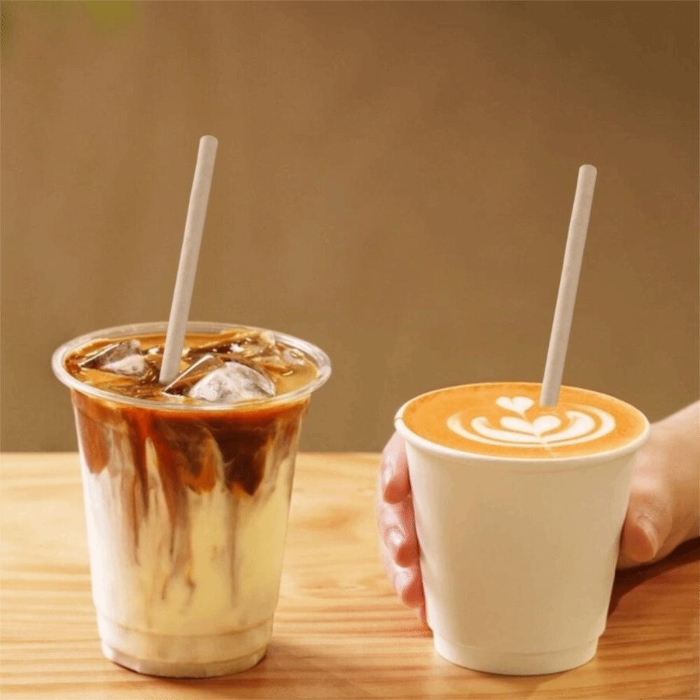 100PCS Kraft Paper Biodegradable Paper Straws Flat Opening Brown Disposable Straws Direct Pipe Drinking Straws Birthday Party
