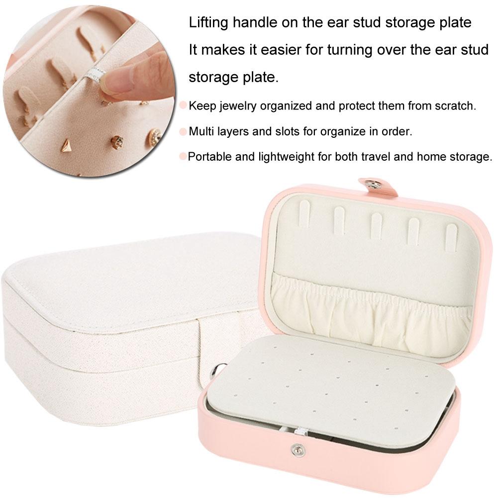 Portable Jewelry Box Earring Ear Stud Ring Necklace Holder Storage Organizer Case