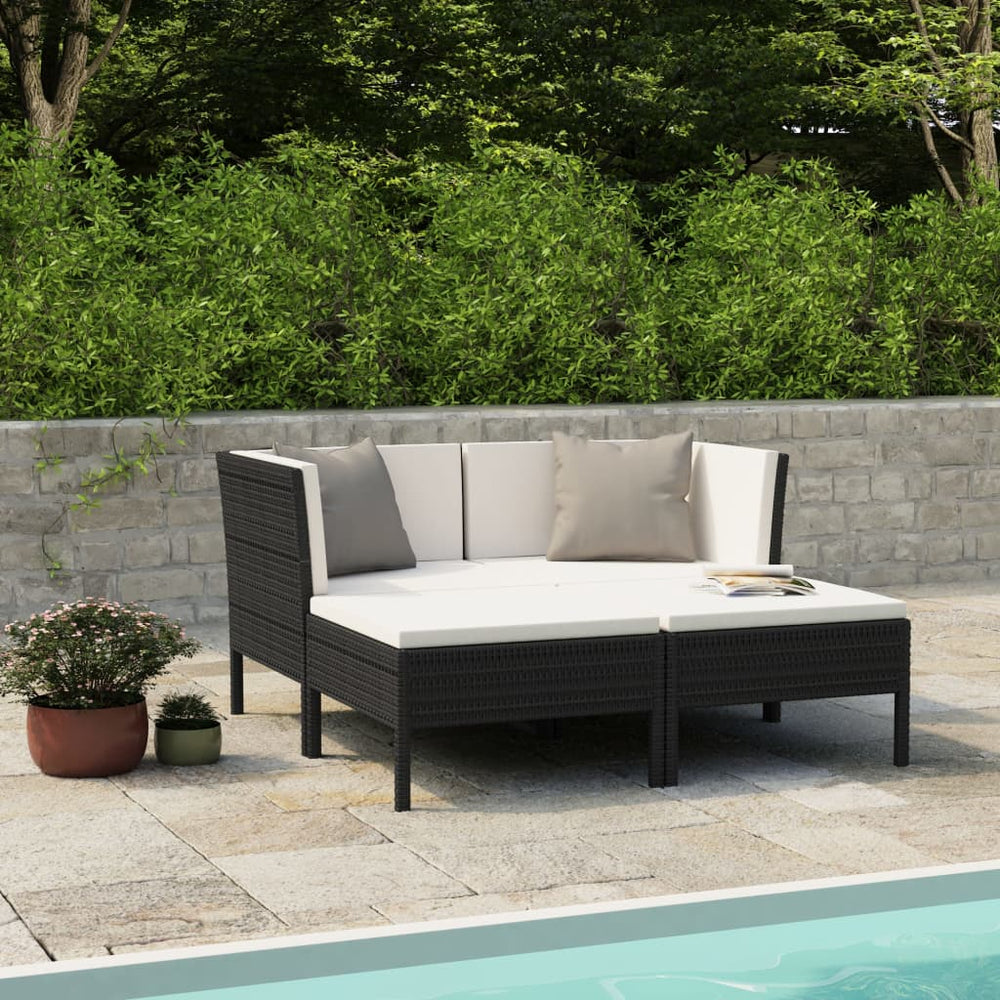 Salon de jardin 4 pcs avec coussins Résine tressée
