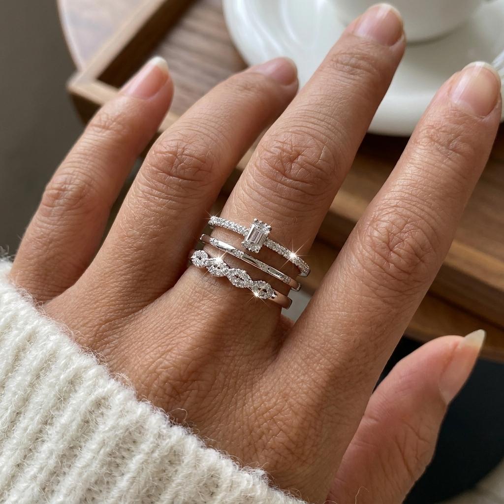 Delicate Micro Pave Zircon Rings For Women CopperColor Chic Crystal Stackable Tiny Ring Wedding Party Engagement Jewelry Gifts