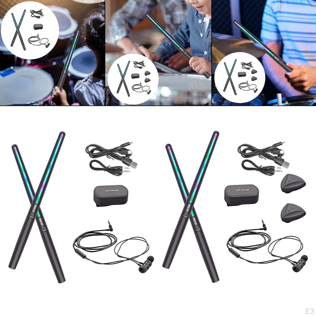 Electric Air Drum Set Professional Quiet Percussion Instrument Lightweight Sticks with