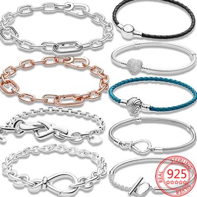 Autentico bracciale a T con cuore annodato infinito in argento sterling 925, multi-braccialetto a serpente, per feste di nozze, ragazze, gioielli raffinati