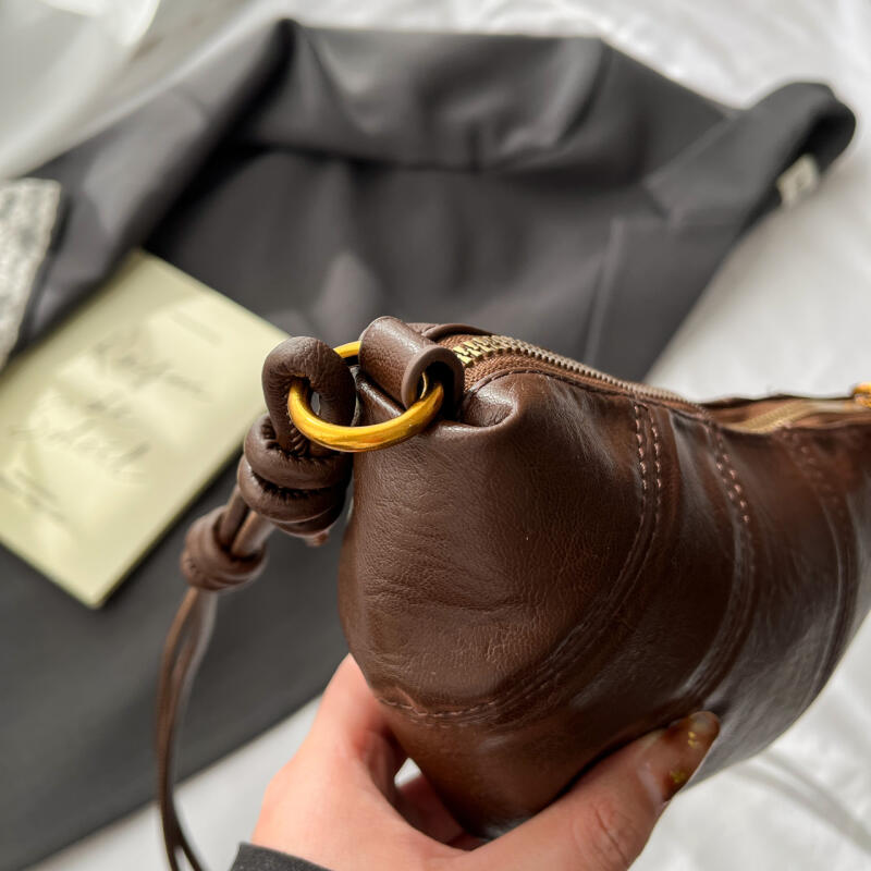 Faux Leather Moon Shape Shoulder Bag for Women Fashionable Crossbody Bag with Knotted Handle Design