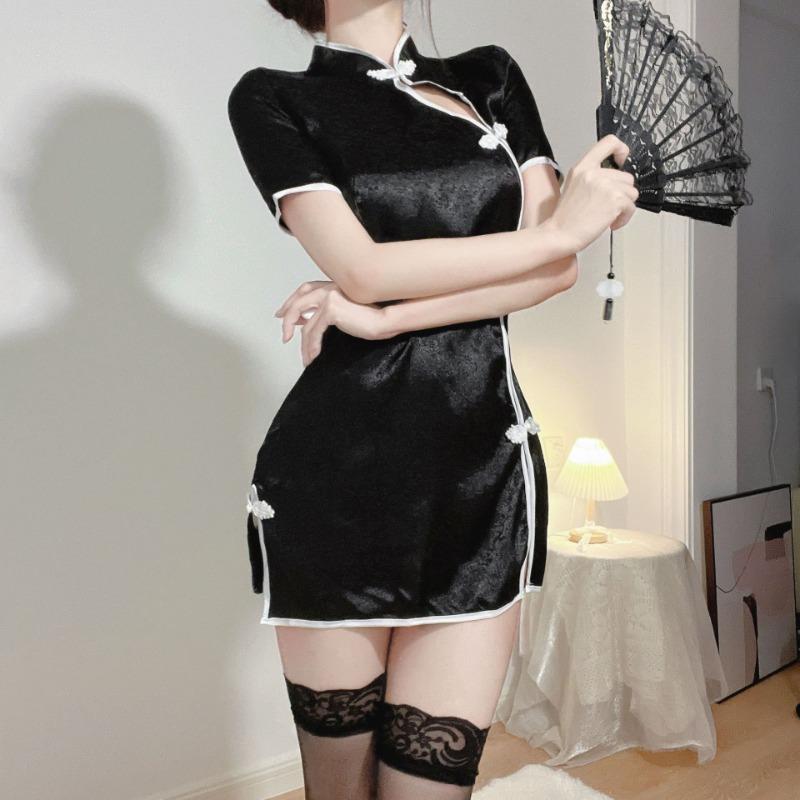 Sex underwear sexy retro civilian uniform passion side slit hot short free cheongsam