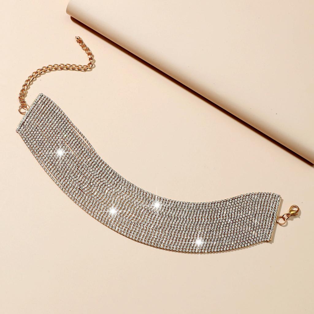Multi-Layer Shiny Rhinestone Necklace, Simple Multi-Layer Short High-End Clavicle Chain, Exaggerated Personality Chain