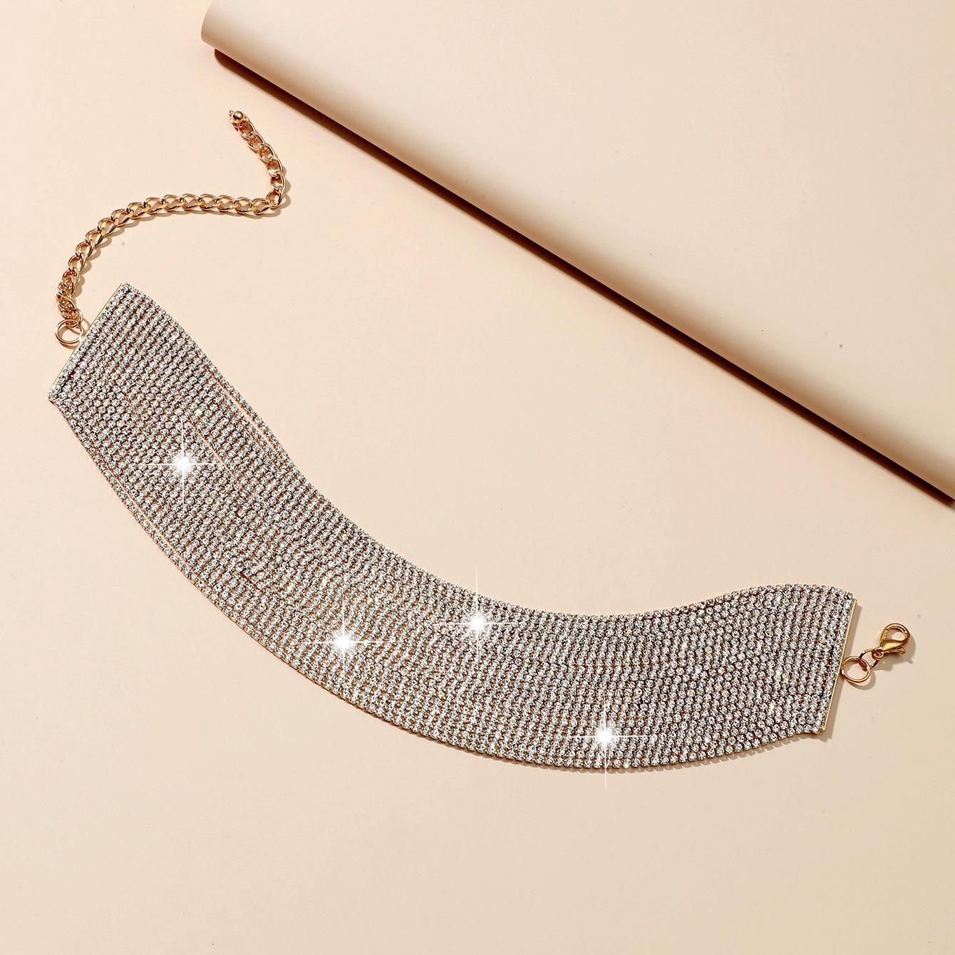 Многослойное блестящее колье со стразами, Простая многослойная короткая высококачественная цепочка на ключицы, Преувеличенная цепочка с индивидуальностью