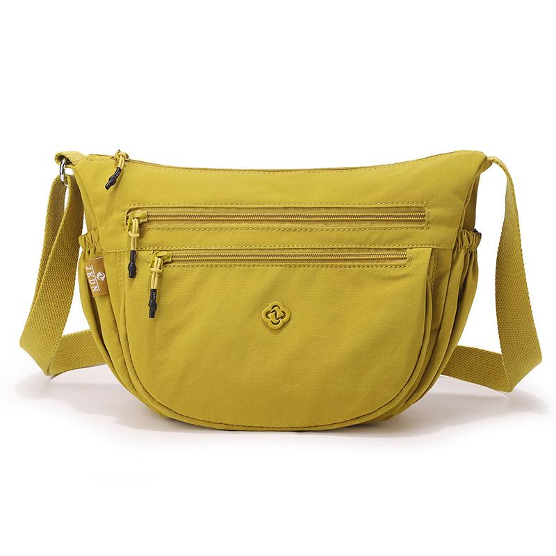 Women s Lightweight Nylon Crossbody Bag with Multiple Zippered Compartments for Travel Daily Use золотистый