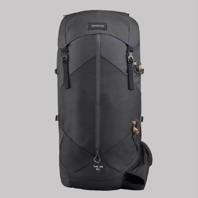 DECATHLON50L Comfortable and convenient large capacity outdoor bag Polyester patched polyurethane black/carbon grey Men's model