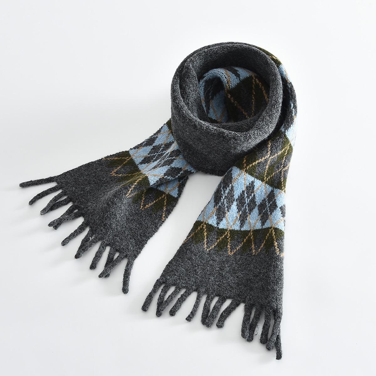 Kids  Diamond Knit Scarf - Parent-Child Style, Warm & Windproof for Autumn/Winter Korean Style. 160x18cm