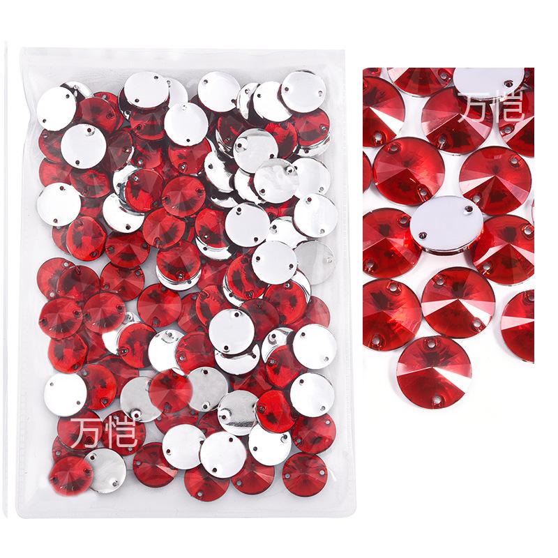 Resin Double Hole Flat Bottom Satellite Hand Seam Drill, Plated Bottom Tip Flat Buckle Diy Clothing Accessories Round Hand Seam Stone