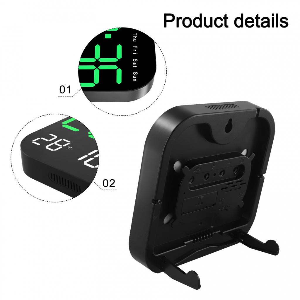 Same Screen Display LED Wall Clock Adjustable Brightness Black
